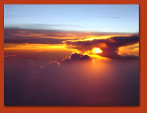 Gulf of Mexico sunset from 39,000 feet.